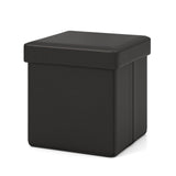 Upholstered Square Footstool with PVC Leather Surface for Bedroom