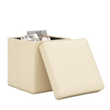 Upholstered Square Footstool with PVC Leather Surface for Bedroom