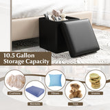 Upholstered Square Footstool with PVC Leather Surface for Bedroom