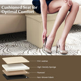 Upholstered Square Footstool with PVC Leather Surface for Bedroom