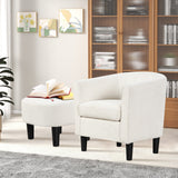 Upholstered Teddy Velvet Club Barrel Chair with Ottoman with Footrest
