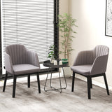 Juego de 2 sillas de comedor modernas de terciopelo tapizado con respaldos curvos - Gris