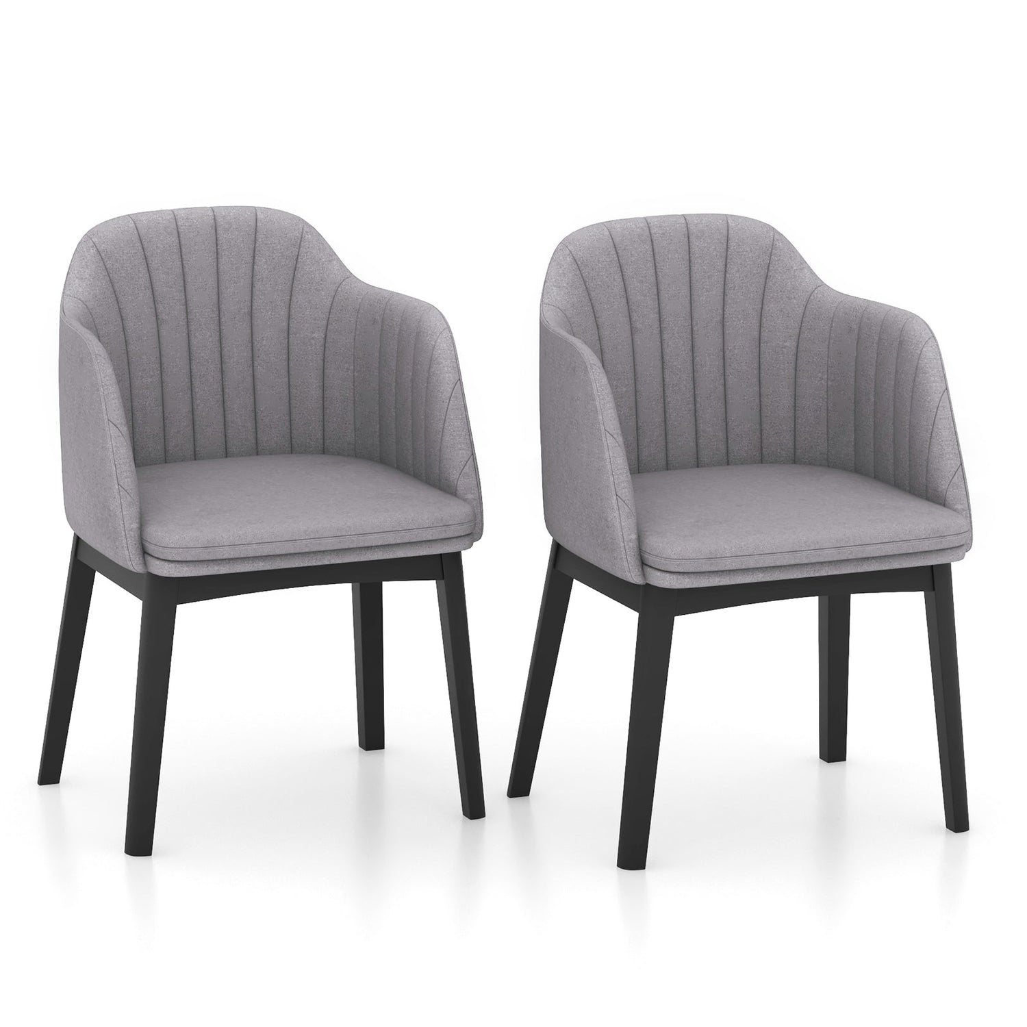 Juego de 2 sillas de comedor modernas de terciopelo tapizado con respaldos curvos - Gris