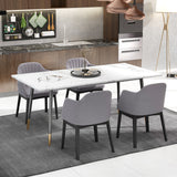 Juego de 2 sillas de comedor modernas de terciopelo tapizado con respaldos curvos - Gris