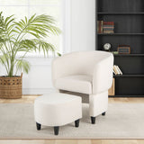Sillón de terciopelo tapizado con otomana