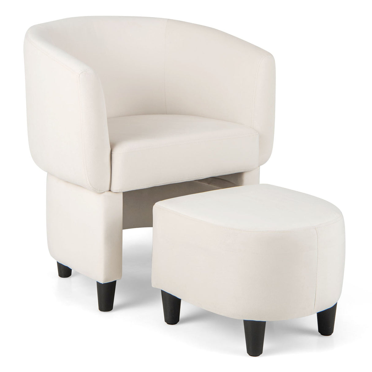 Sillón de terciopelo tapizado con otomana