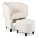 Sillón de terciopelo tapizado con otomana