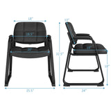 Set of 2 Waiting Room Chair Home Office PU Leather Guest Chairs-Black