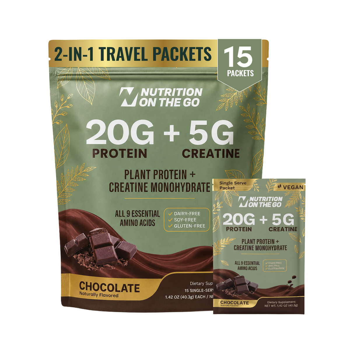 2-in-1 Vegan Protein + Creatine Travel Packets