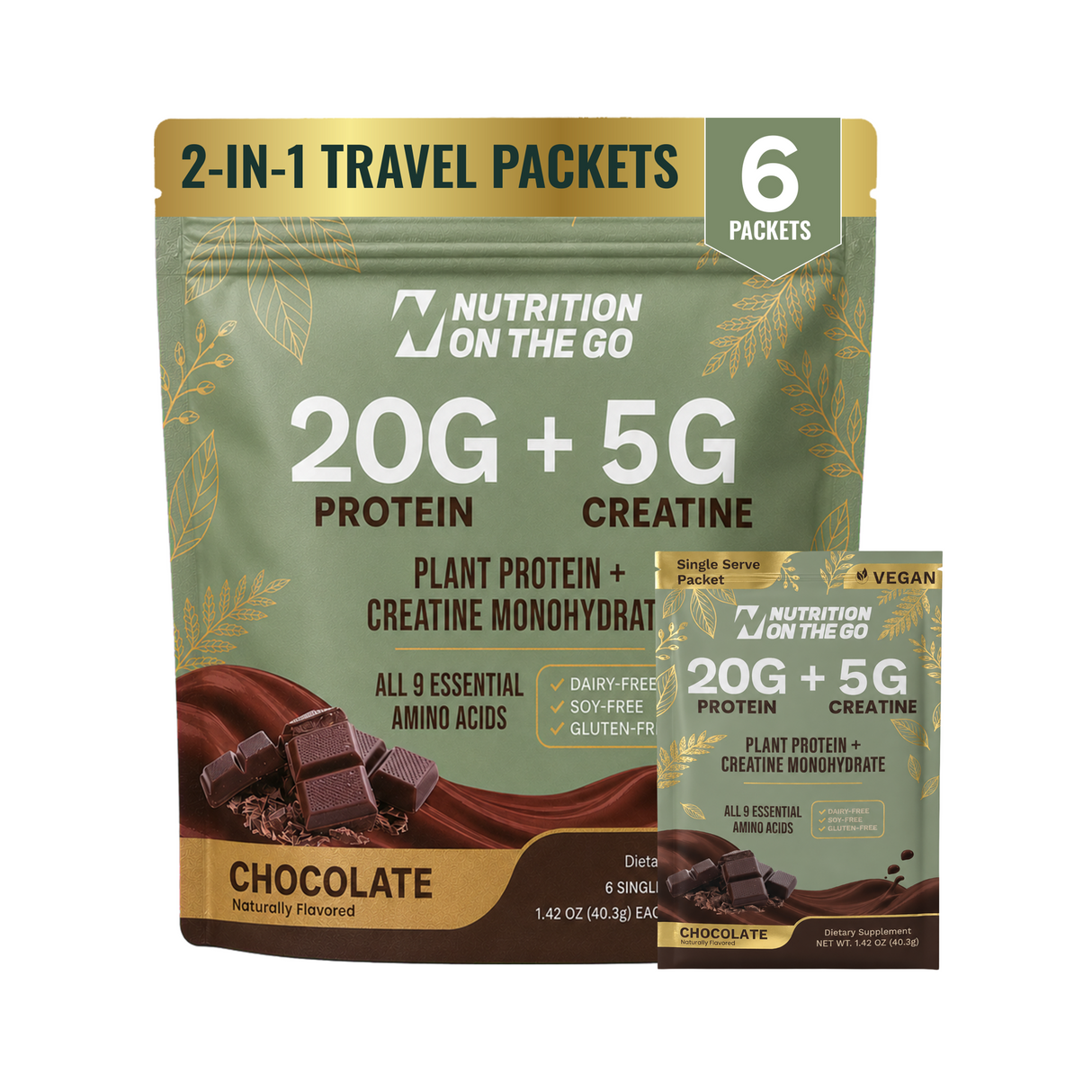 2-in-1 Vegan Protein + Creatine Travel Packets