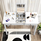 Vanity Desk Makeup Dressing Table with Flip Top Mirror and Drawers-White
