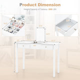 Vanity Desk Makeup Dressing Table with Flip Top Mirror and Drawers-White