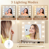 Vanity Desk with Adjustable Brightness and 3 Light Modes for Bedroom-White