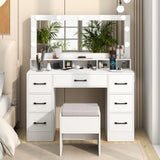 Vanity Desk with Mirror and Lights Makeup Table with Power Outlets