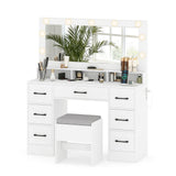 Vanity Desk with Mirror and Lights Makeup Table with Power Outlets