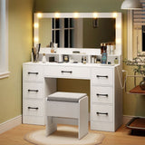 Vanity Desk with Mirror and Lights Makeup Table with Power Outlets