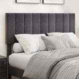 Velvet Upholstered Platform Bed with Height Adjustable Vertical Channel Headboard