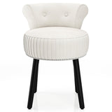 Velvet Vanity Chair with Back Upholstered Vanity Stool with Tufted Low Back and Solid Wood Legs