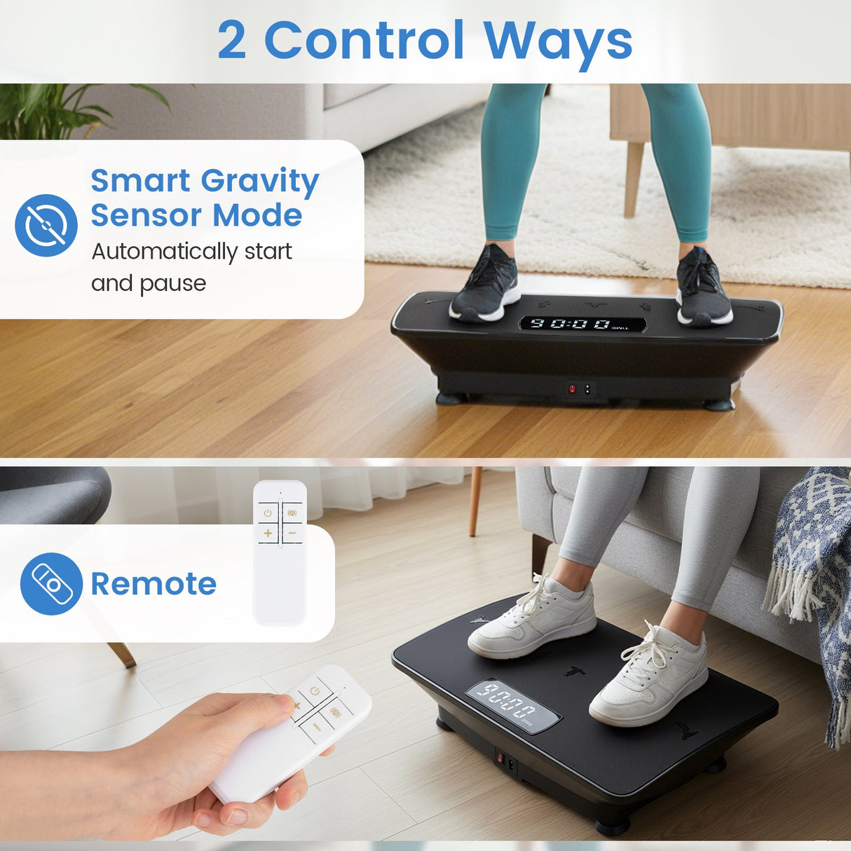Máquina de ejercicios con plataforma vibratoria y sensor de gravedad para el hogar
