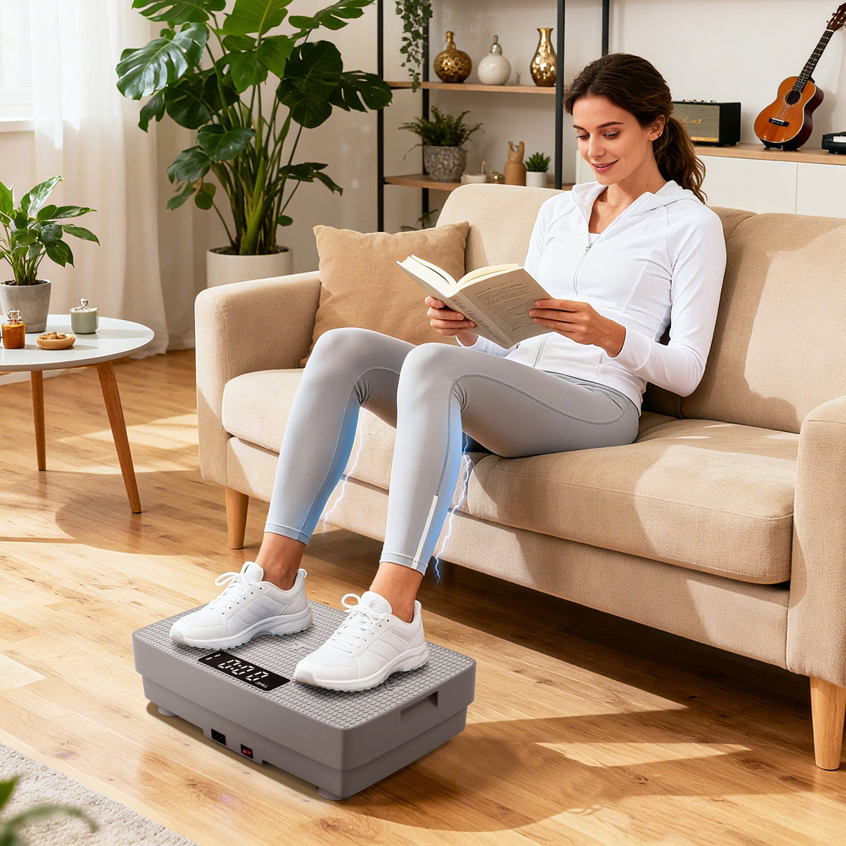 Máquina de ejercicios con plataforma vibratoria, sensor de gravedad y control remoto para gimnasio en casa