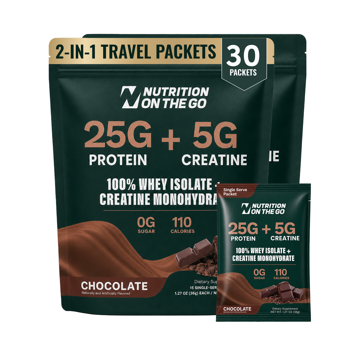 2-in-1 Whey Protein Isolate + Creatine Travel Packets