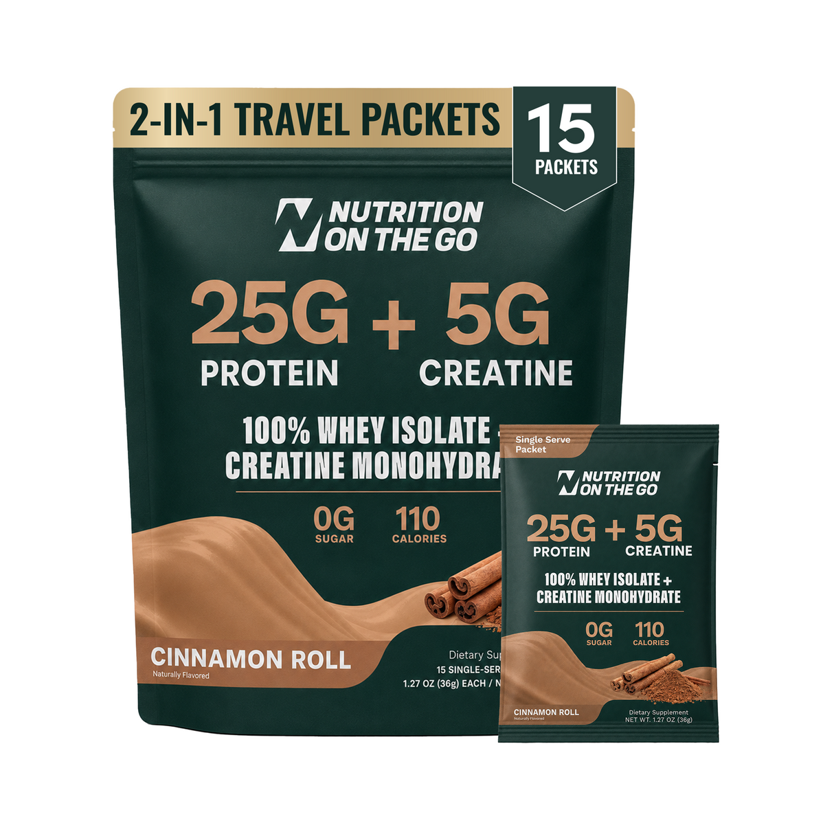 2-in-1 Whey Protein Isolate + Creatine Travel Packets