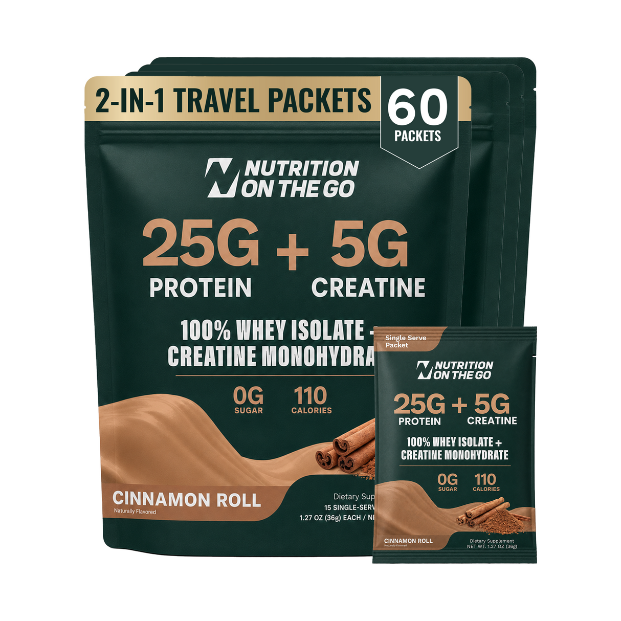 2-in-1 Whey Protein Isolate + Creatine Travel Packets