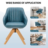 Juego Moderno Leathaire de 2 Sillones Giratorios con Patas de Madera de Haya