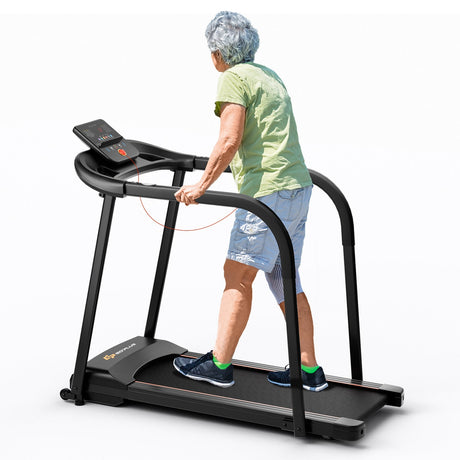 Cinta de Caminar de 2.5 HP con Barandales Largos para Personas Mayores-Negro