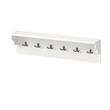 Wall Hooks with Shelf 31.5inch Wooden Coat Rack with 6 Hooks for Hats Towels Purses Robes