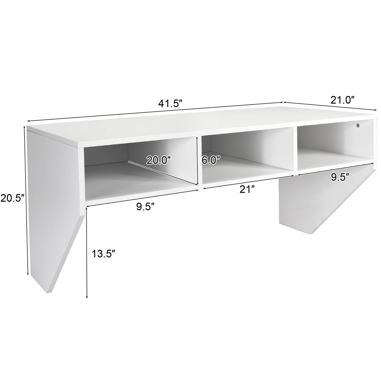 Mesa flotante de ordenador de pared con estante de almacenamiento - Blanco