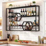 Botellero de pared de 47" con estantes flotantes grandes