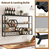 Botellero de pared de 47" con estantes flotantes grandes