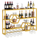 Botellero de pared de 47" con estantes flotantes grandes