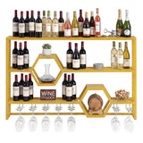 Botellero de pared de 47" con estantes flotantes grandes