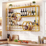 Botellero de pared de 47" con estantes flotantes grandes