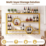 Botellero de pared de 47" con estantes flotantes grandes