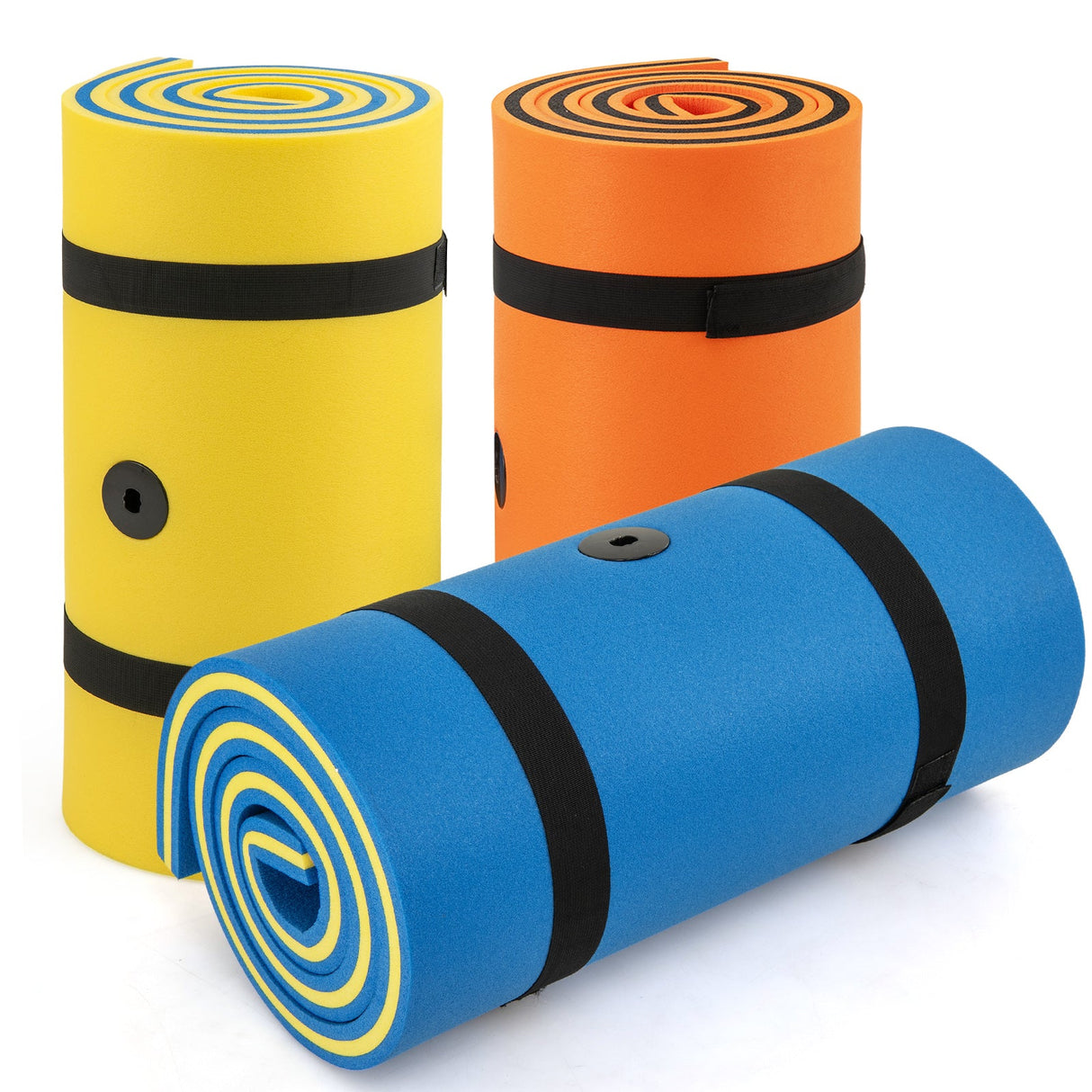 Colchoneta acuática de 7 x 2 pulgadas con cuerda de seguridad y diseño de almohada para lago y piscina - Azul