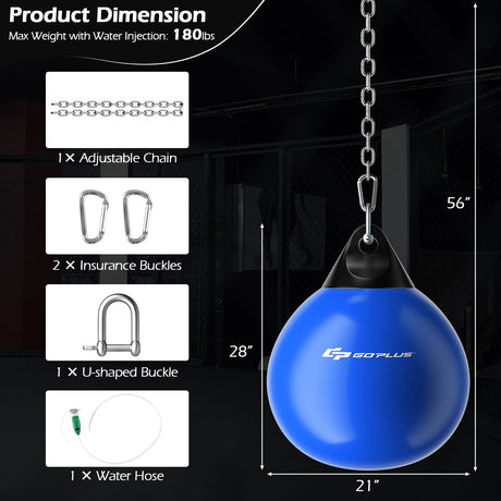 Saco de Boxeo de Agua de 21 Pulgadas con Cadena Metálica Ajustable