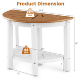 Banco de ducha de HDPE impermeable con asiento semicircular y estante de almacenamiento-Marrón
