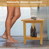 18 Inches Waterproof Shower Stool with Storage Shelf