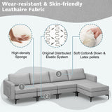 Modular L-shaped Sectional Sofa with Reversible Ottoman and 2 USB Ports