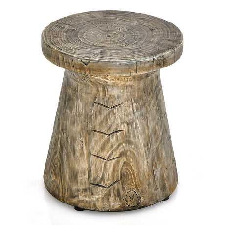 Mesa auxiliar de roca 2 en 1 con vetas de madera para sala de estar