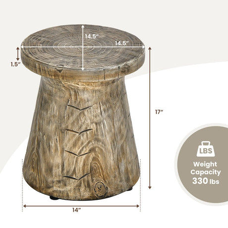 Mesa auxiliar de roca 2 en 1 con vetas de madera para sala de estar