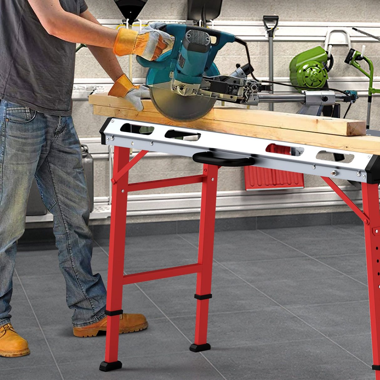 Mesa de soldar de 42 x 21 pulgadas con altura ajustable y 2 sargentos de barra - Plateada