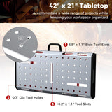 Mesa de soldar de 42 x 21 pulgadas con altura ajustable y 2 sargentos de barra - Plateada