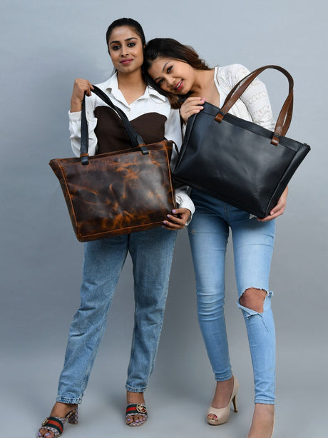 Bolso de mano Portland de cuero con cremallera