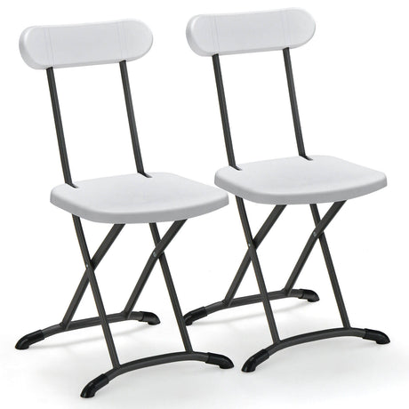 Juego de 2 sillas plegables para exterior con estructura resistente y respaldo ergonómico