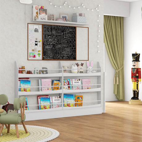 Estantería de 3 niveles con 2 kits antivuelco para libros y revistas