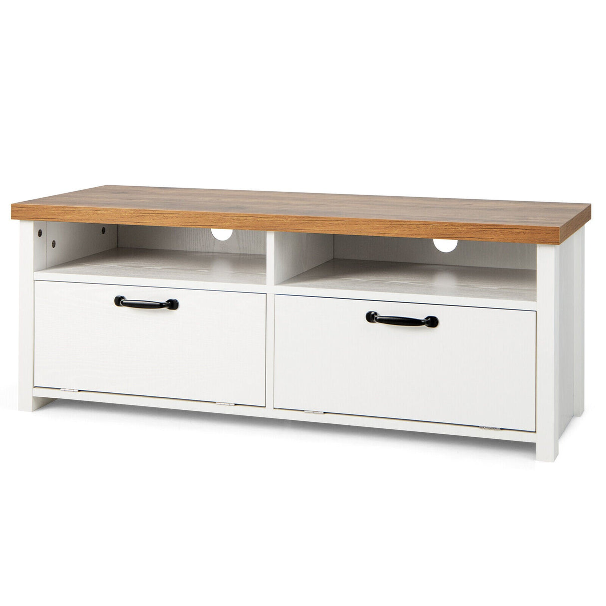 Mueble de TV Moderno de 41.5 Pulgadas con 2 Gabinetes para televisores de hasta 48 Pulgadas-Blanco